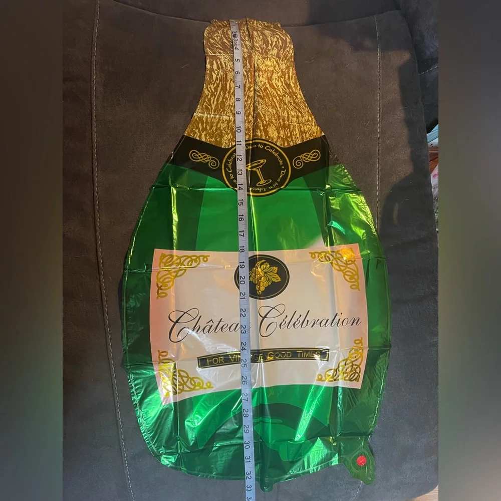 EXTRA LARGE Mylar Green ‘Chateau Celebration’ Champagne Bottle Balloon